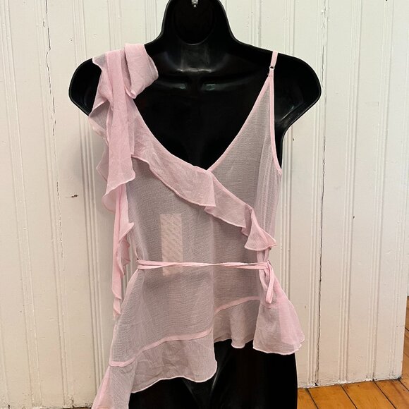 NWT Urban Outfitters Pink Belle Ruffle Wrap Top, Size Small - Picture 9 of 15